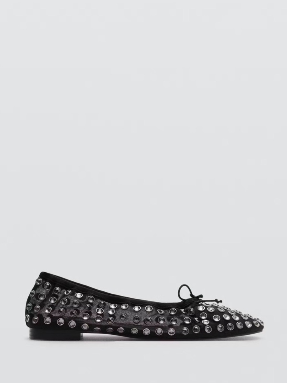 MANGO STUDDED MESH BALLERINA SHOES